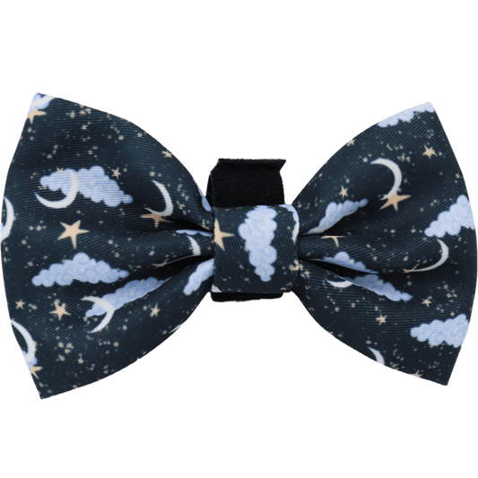 Bow tie with celestial pattern on a black background