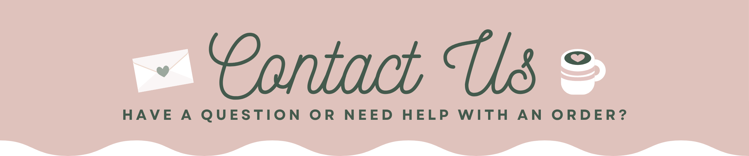 Contact us banner with icons and text on a pink background
