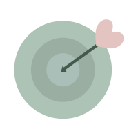 Target with an arrow and a heart on a light green background
