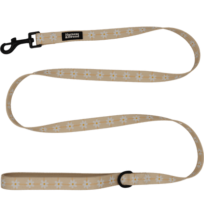Dog leash with floral pattern on a black background
