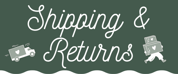 Text 'Shipping & Returns' with icons of a delivery truck and boxes on a green background